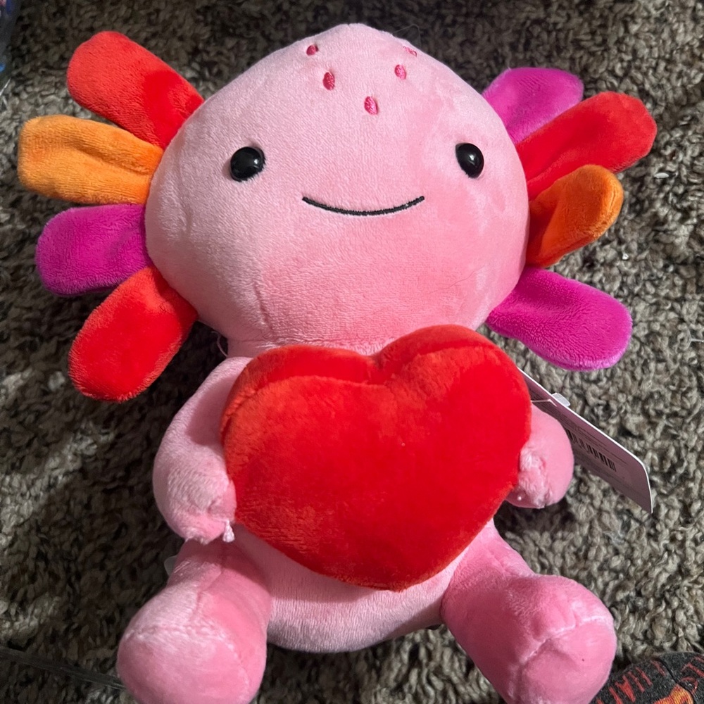 Hallmark Pink Axolotl Plush with Red Heart